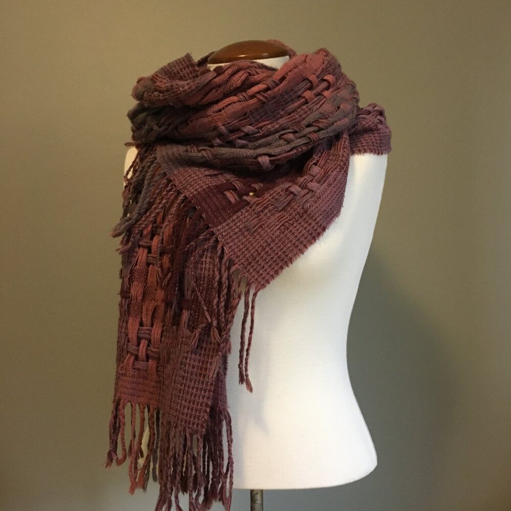 Y2K Boho Long Boho Grunge Scarf Purple Mauve Burgundy